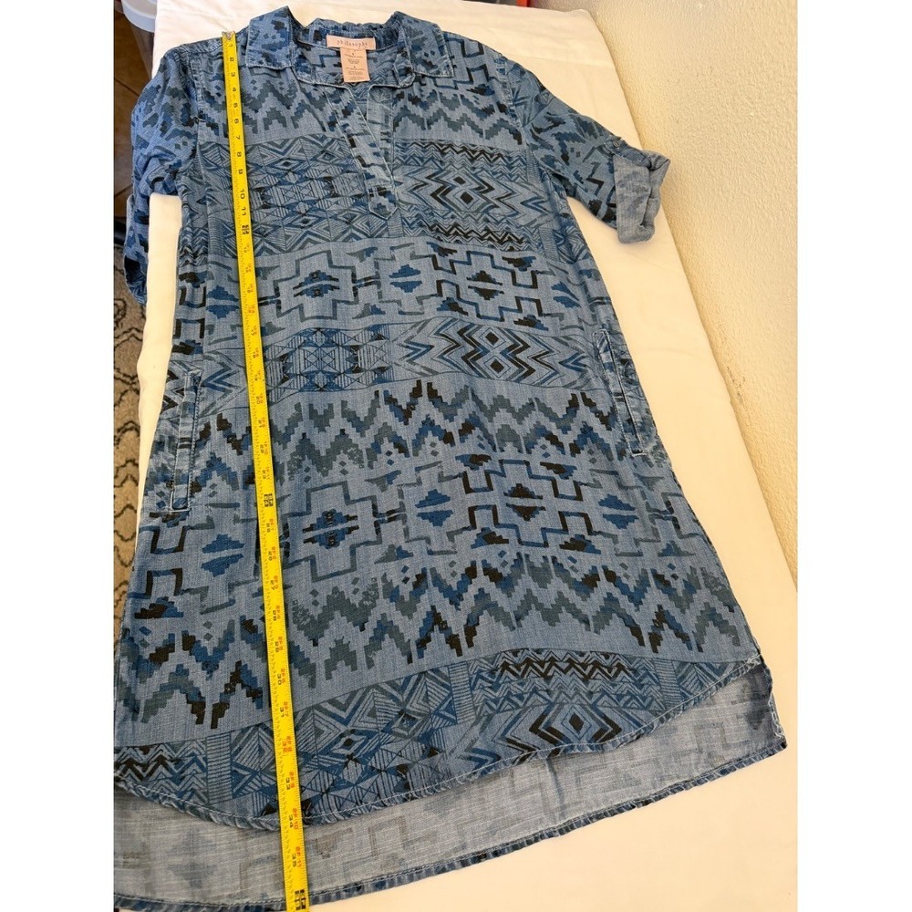 Philosophy Womens Aztec Print Chambray Shirt Dressβ Tencel Blue Size S - Picture 10 of 14
